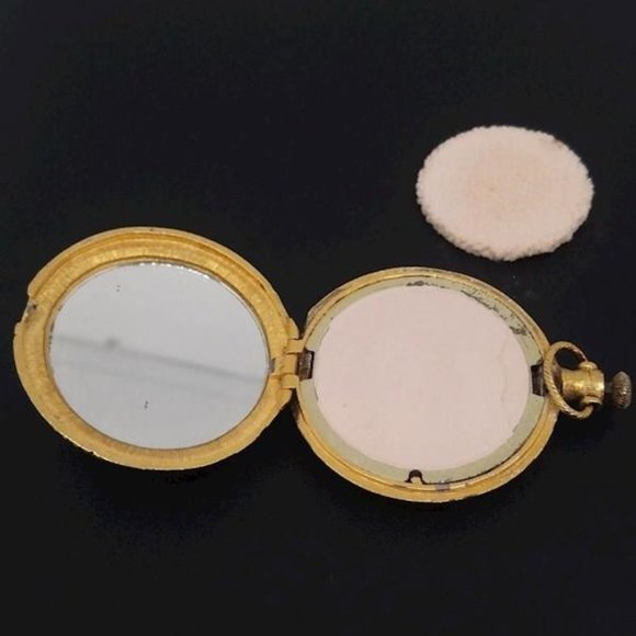 Vintage Max Factor Women's Gold Tone Flower Pocket Size Compact Makeup Mirror - Picture 4 of 6